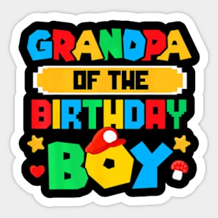 Grandpa Of The Birthday Boy Game Gaming Family Matching Sticker